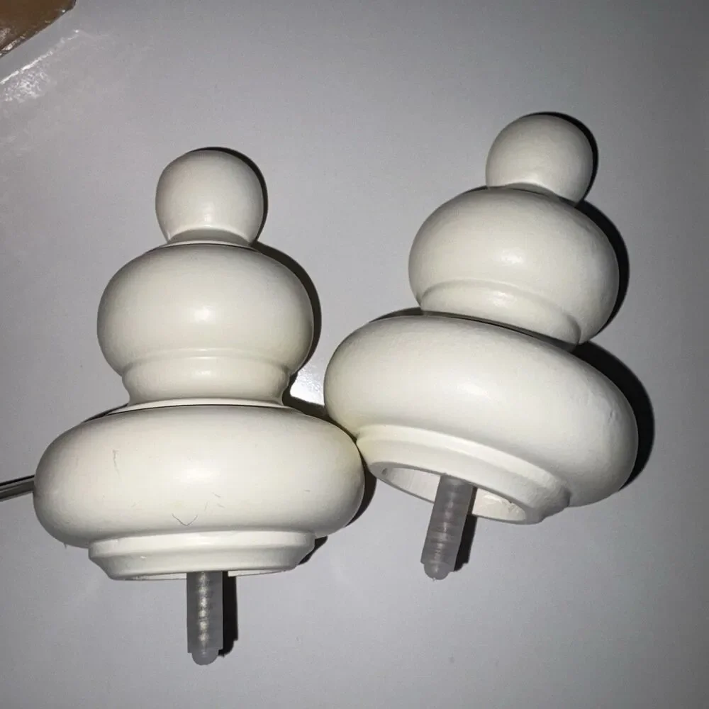 Pottery Barn Set Of 2 White Wood Finials NEW Hardware